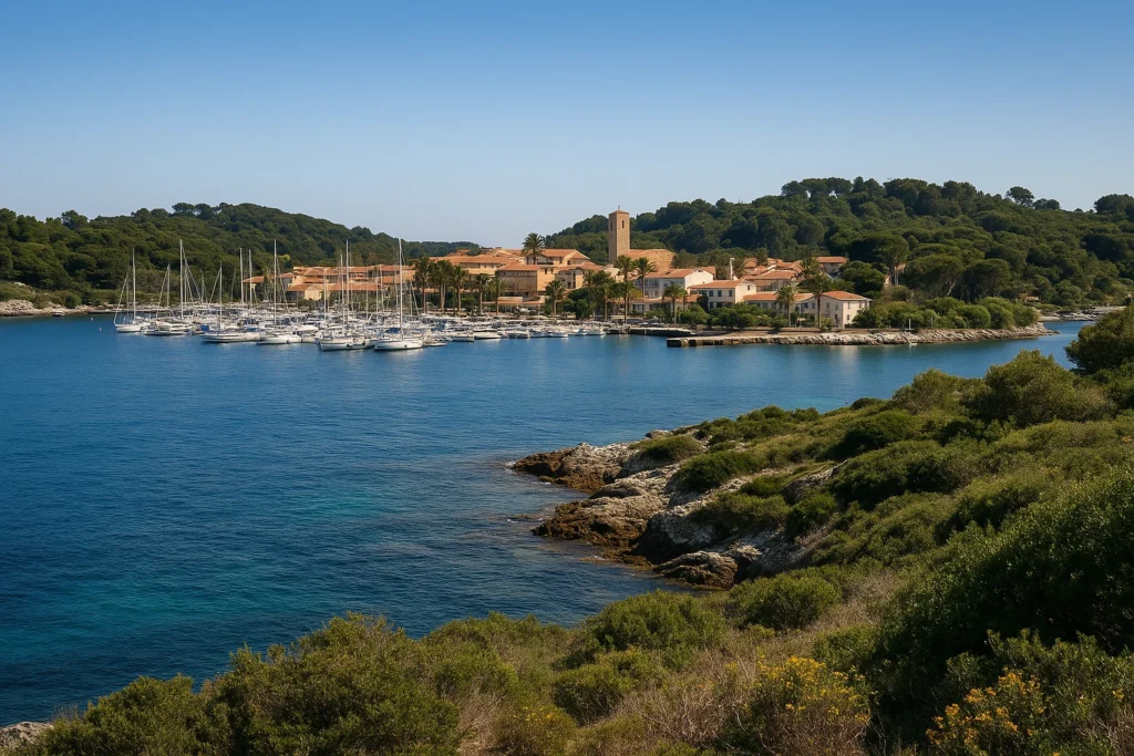 Illustration d'une vue sur le port de l'Ile des embiez