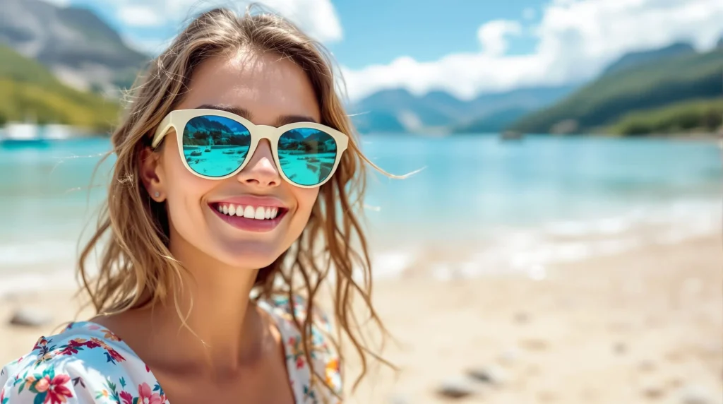 Une femme en voyage avec iris vacance