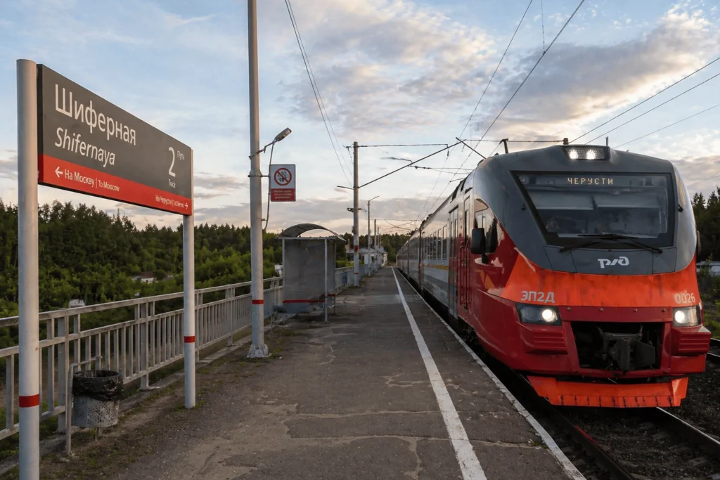 Gare de Vyazma en Russie, point d'accès principal pour rejoindre le village de Lenkino en oblast de Smolensk