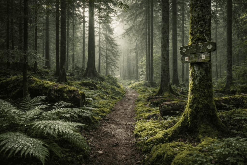 Sentier de randonnée dans le parc naturel de la Forêt bavaroise, près de Gummering Büchlberg